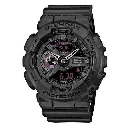 Image of Casio G-Shock sort resin med stål quartz multifunktion (5146) Herre ur, model GA-110MB-1AER